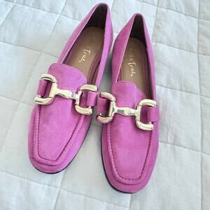 Diba True Pink Flats  Softgirl Boho Businesscasual Suede Loafers 7.5 Horsebit